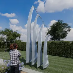 Original Balifahne, silbergrau. Die Fahne ist in 3, 4, 5 und 6 Meter erhältlich. 