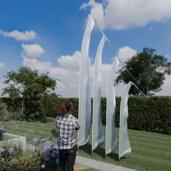 Original Balifahne, weiß. Die Fahne ist in 3, 4, 5 und 6 Meter erhältlich. 