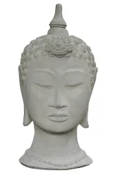 Thailändische Büste, 43 cm, antikisiert, aus gegossenem Lavastein 