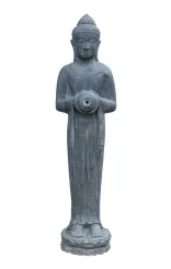 Buddha-Figur, stehend, mit Gefäß als Wasserspiel, 150 cm 
