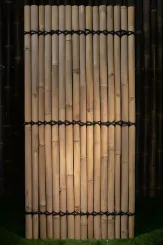 Bambuselement Modell Surabaya, starr, gelb-braun (Apus), mit Deko-Seil. Durchmesser 3-5cm 90 x 180 cm Höhe. 