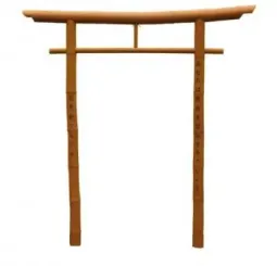 Japanische Toriii aus "Petung" Dendrocalamus-Asphäre. Die Farbe ist gelb-braun. Die Größe ist L, sie beträgt etwa 8-11 cm 