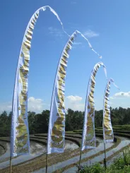 Original Balifahne mit Drachendruck weiß | 5 Meter