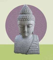 Buddha-Büste aus Naturstein (Basanit) 