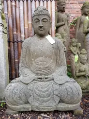 Seated Buddha made of basanite, Indian, 150 cm H, Hand position: meditation 