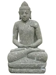 Seated Buddha made of basanite, Indian, 150 cm H, Hand position: meditation 