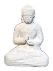 Buddha-Figur, sitzend, indisch, 13 cm, creme 