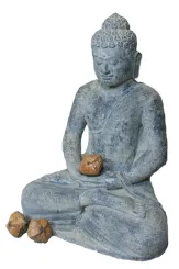 Buddha, sitting - Borrobudur 76 cm high, cast lava stone 