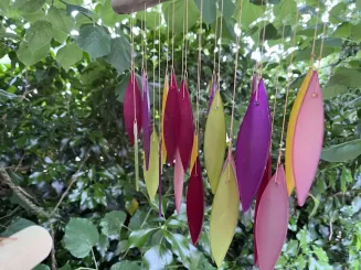 Glas-Windspiel „Blätter“, 30 cm 