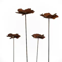 Edelrost-Mohnblumenstecker mit Goldmitte 