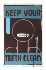 Holzschild, retro, „Keep your teeth clean-1" 