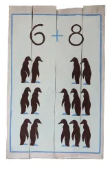 Handbemaltes Schild „Penguins 6+8" 
