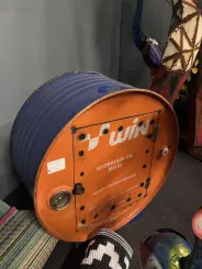 Fass zur Aufbewarung mit Tür, 65 cm, blau-orange 