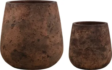 2 er Set Pflanzgefäße, in der Farbe Rust.  A; 47cm Dia - 48cm H. / B: 31cm Dia - 32cm H. 