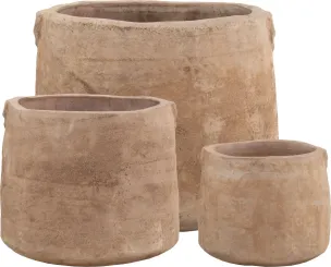 3 er Set Pflanzgefäße, in der Farbe Anterra, A; 49cm Dia - 39cm H. / B: 35cm Dia - 29cm H. / C: 26cm Dia. - 21cm H. 