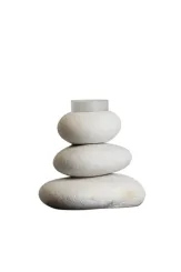 SALE - Tea light holder "Zen", white, 10 cm H 