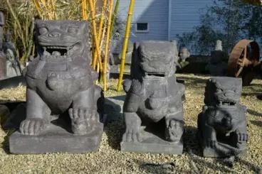 Tempellöwen, 2er-Set, Steinguss 