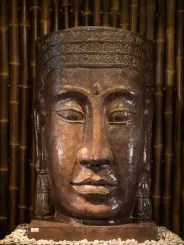 Khmer-Kopf mit Sockel als Wasserspiel, 147 cm 