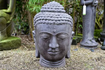 Buddha-Kopf, 30 cm Höhe, Steinguss, hohl, handgefertigt & farbig 30 cm