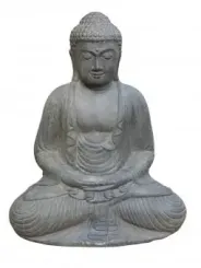 Buddha-Figur, Japan, sitzend, Steinguss, 40 cm Höhe 