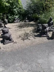 Tempel-Löwen,2er-Set Steinguss, 75cm Höhe 