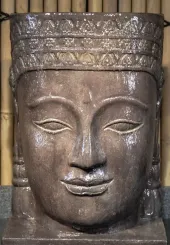 Khmer-Kopf mit Sockel als Wasserspiel, 75 cm 