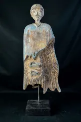 Antiker Mönch, Statue aus Holz, handbemalt 