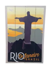 Hand painted wooden sign - Retro ''Rio De Janeiro'' 60x40x2 cm 