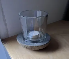 Windlicht aus Flussstein mit Glas – 12,5 cm Ø 