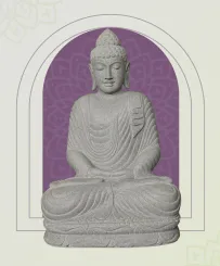 Sitzender Buddha aus Riverstone in Dhyana-Stellung - Geste der Meditation, H. 80cm. 