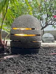 Garden lantern, 2 pieces, slit, with a lid, ca. 35 cm H 