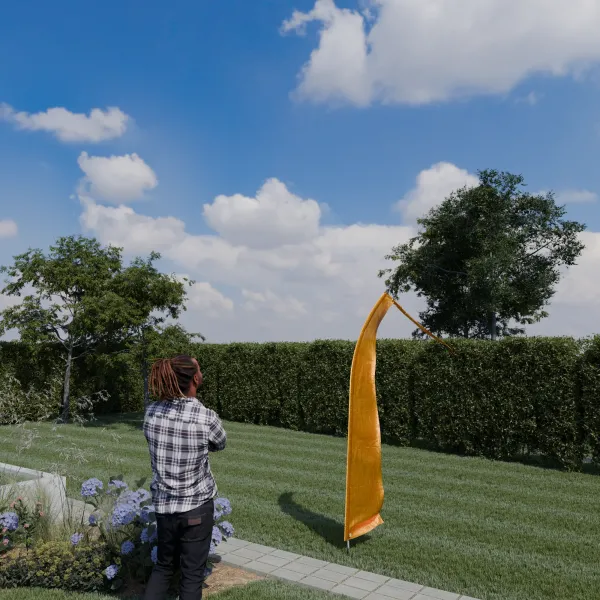 Original Balifahne, hellorange. Die Fahne ist in 3, 4, 5 und 6 Meter erhältlich. Auswahl: 3 Meter Variante