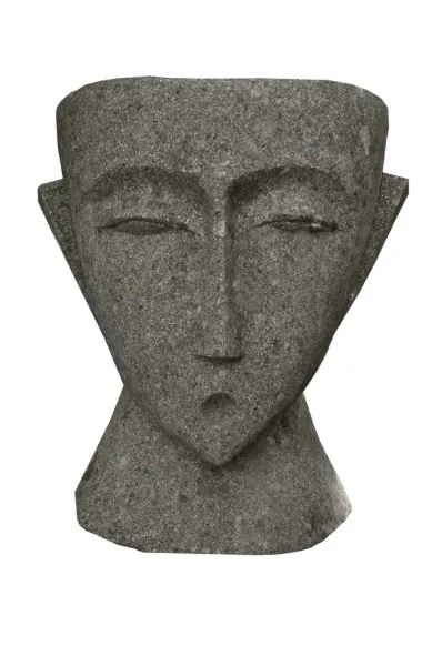 Abstract head, hollowed out to plant, height 80 cm 