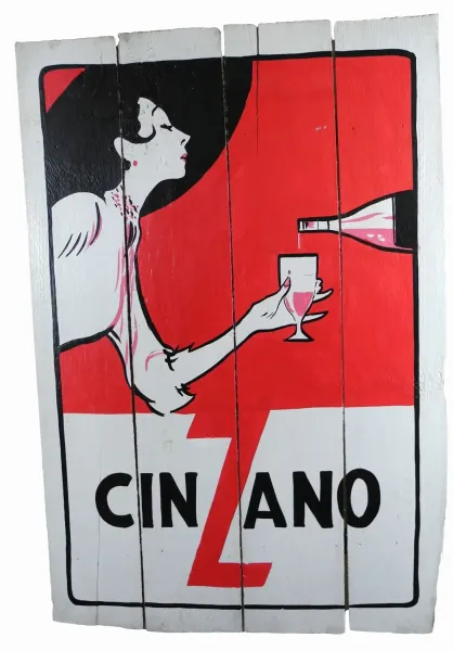 Retro-Holzschild ''Cinzano'' 