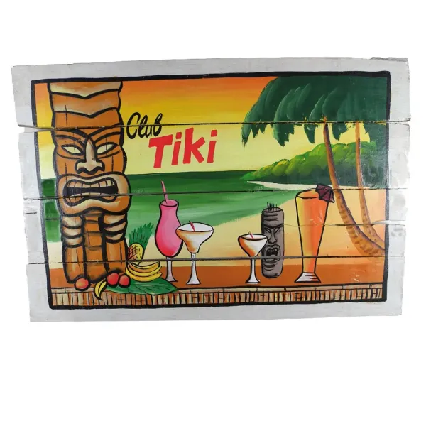 Handbemaltes Schild „Club Tiki“, 60 x 40 cm 