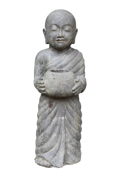 Standing monk with a bowl, 60 cm H 