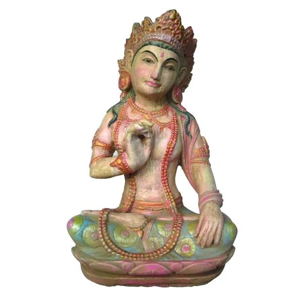 Dewi Sri, sitzend 55 cm, Steinguss bemalt 