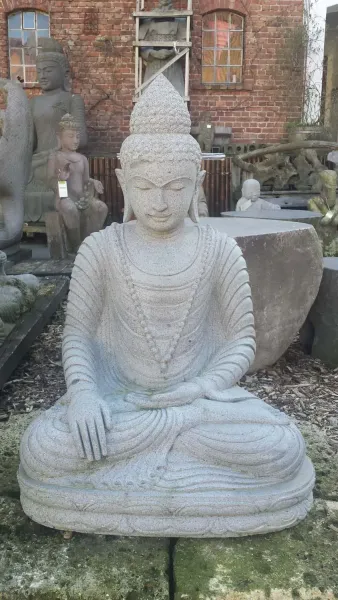 Buddha-Figur, sitzend, „Erdberührung“, indisch, 80 cm 