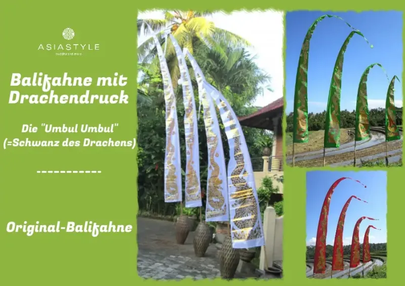 Original Balifahne mit Drachendruck 