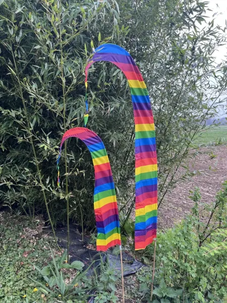 Bali-Fahne, Satin, Modell Regenbogen, 300 cm 