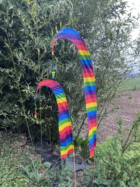 Bali-Fahne, Satin, Modell Regenbogen, 400 cm 