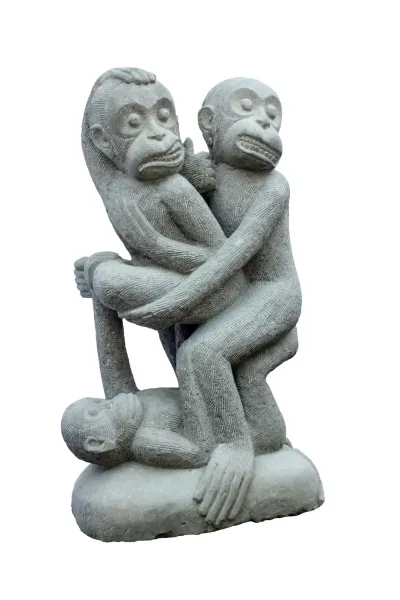 Drei Affen, Basanit, 75 cm 