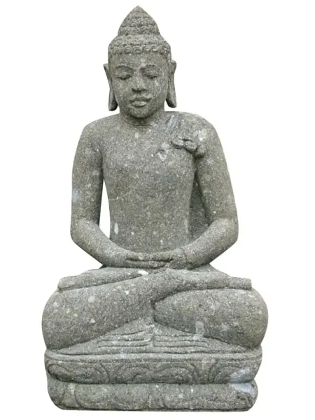 Seated Buddha made of basanite, Indian, 150 cm H, Hand position: meditation 