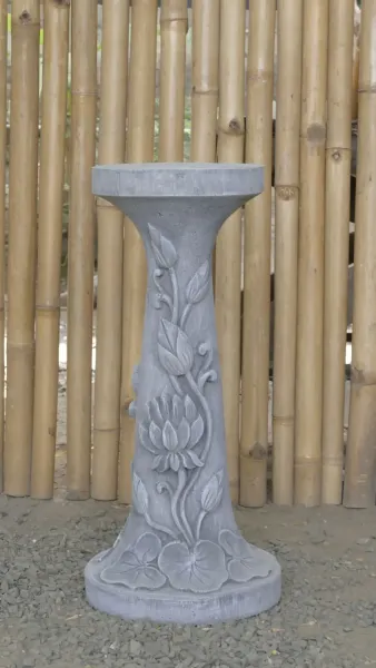 Rinjani - pedestal, tapered, with lotus motif, Ø 24cm, 52cm H | cast stone 