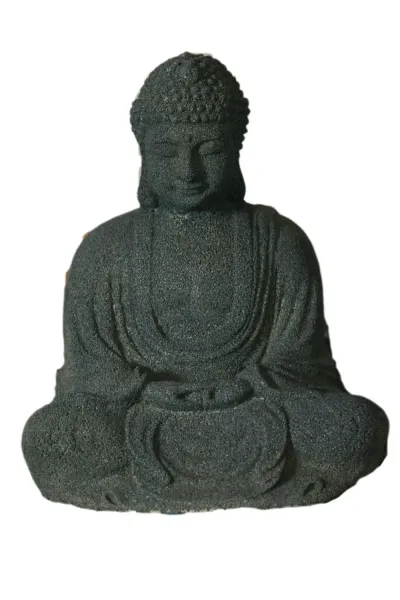 Buddha-Figur, sitzend, japanisch, 15 cm, grau 