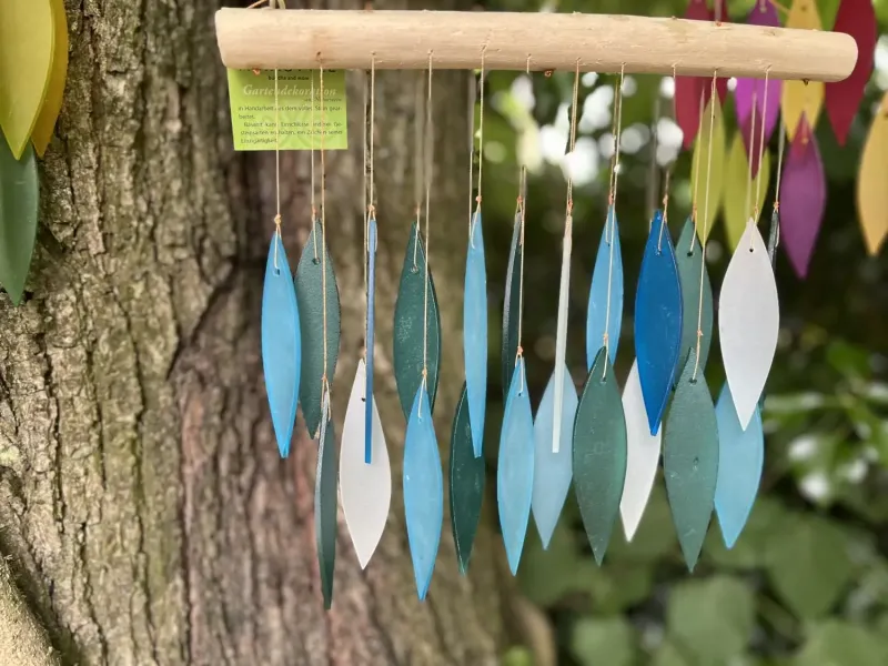 Glas-Windspiel „Blätter“, 30 cm 