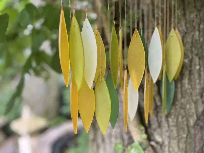 Glas-Windspiel „Blätter“, 30 cm 