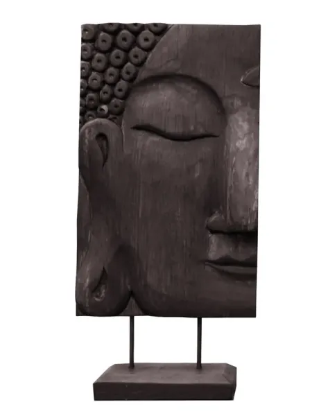 Buddhagesicht, links, Nadelholz, braun, 41 cm 