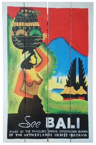 Handbemaltes Holzschild, retro, „See Bali“, 60 cm 