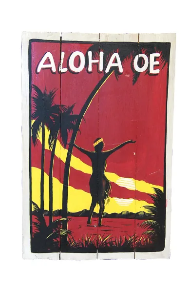 Handbemaltes Schild „Aloha Oe“, 60 x 40 cm 